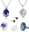 YouU UoYu 6 pcs Vampire Diaries Elena Gilbert Opening Vervain Locket Pendant Necklace and Daywalking Katherine Necklace Pendant Charm Necklace-Royal Blue Diamond Stud Earrings stephan ring