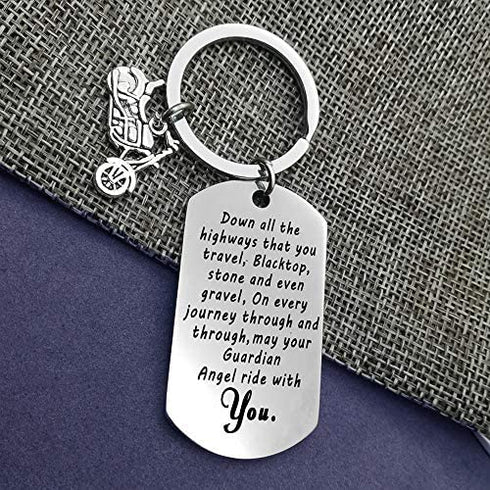 For Biker Keychain Motorcycle Keychain Gift Ride Safe Keychain New Driver Gift May Your Guardian Angel Ride With You Keychain Couple Lovers Keychain Valentines Day Birthday Gift for Boyfriend Husband