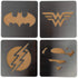 DC Comics Superhero Logo 4-Piece Coaster Set | Batman, Superman, Wonder Woman & The Flash Laser-Cut Justice League Logos - Sturdy, Unique Cork & Ceramic Design - Great Gift Idea