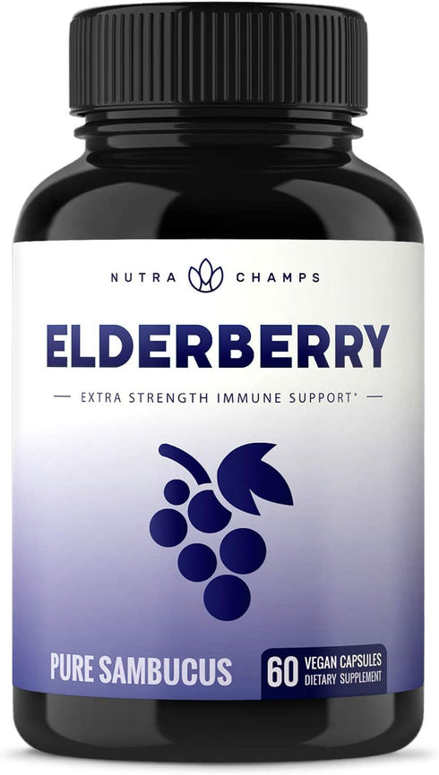 Elderberry Capsules 11,550mg - Premium Supplement for Powerful Immune System Support - Black Elder Berry Extract Nigra Antioxidant Vitamin - 60 Vegan Pills