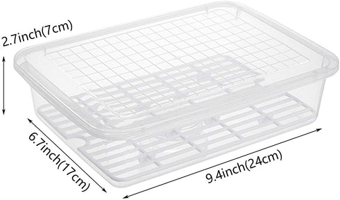 JMUSTTBO Set of 3Pcs Plastic Food Storage Containers,Stackable Fridge Storage Container with Removable Drain Tray and Lid,to Store Fruits, Vegetables, Meat and More (Large)