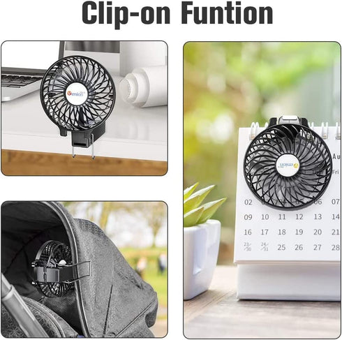 VersionTECH. Mini Handheld Fan, USB Desk Fan, Small Personal Portable Table Fan with USB Rechargeable Battery Operated Cooling Folding Electric Fan for Travel Office Room Household Black