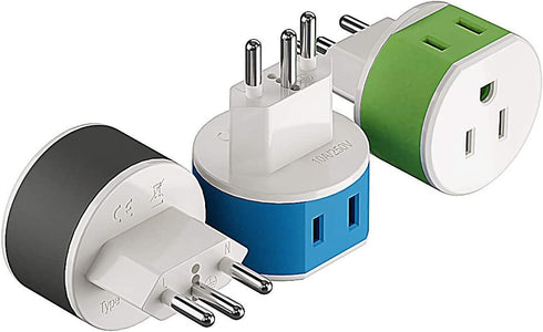 Switzerland Power Plug Adapter by OREI with 2 USA Inputs - Travel 3 Pack - Type J (US-11A) Safe Grounded Use with Cell Phones, Laptop, Camera Chargers, CPAP, and More