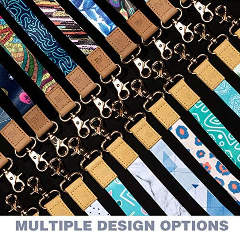 EcoVision Pack of 2 Wrist and Neck Lanyards for ID Badges, Wristlet Keychain Holder Car Key Lanyard for Women and Men