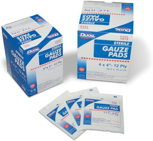 Cramer Gauze Pads, 100% Woven Cotton, Sterile Non-Stick Gauze, Open Wound Cover, First Aid Supplies for Dressing Prepping, Cleaning, Protection, 12 Ply, Individually Wrapped, 2" X 2", 100 Pack