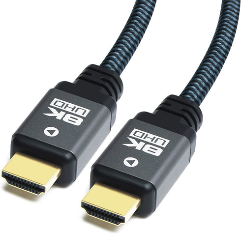 Yauhody 8K HDMI 2.1 Cable 6ft, 48Gbps Ultra High Speed Heavy Duty Nylon Braided HDMI 2.1 Cord, Real 8K@60Hz, 10K, 4K@144Hz, 4K@120Hz, eARC, HDCP 2.2 & 2.3, Dynamic HDR, 3D for Monitor, TV (6 Feet)
