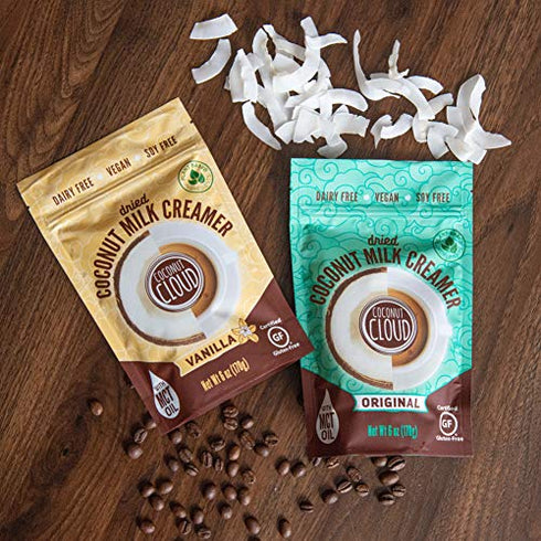 Coconut Cloud: Shelf Stable Vegan Coffee Creamer | Keto Friendly, Unsweetened Coconut Milk Powder | Low Sugar, Dairy Free, Non-GMO, Plant Based, Gluten & Soy Free, USA Made, Vanilla 6 oz