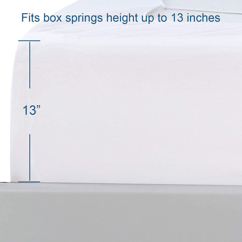 Box Spring Cover California King Size, Elastic Fabric Wrap Around 4 Sides Bed Skirt, Sleek Alternative for Bed Skirts for Hotel/Home, Fits Box Springs up to 13, White