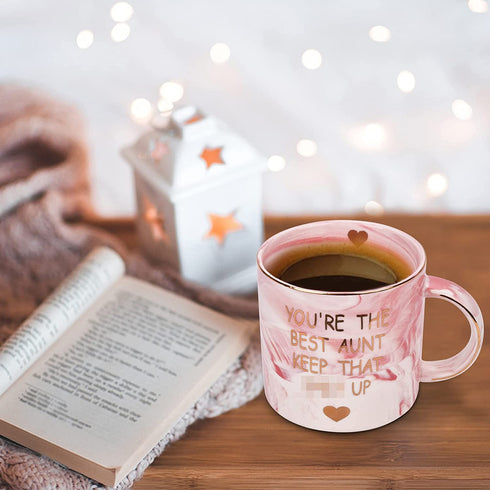 Gifts for Aunt Women,12 oz Coffee Mug Christmas Gifts for Aunt from Niece Nephew, Valentines Day Mothers Day Birthday Anniversary New Year Novelty Mug Gift for Best Auntie Funny Presents