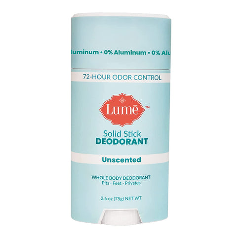 Lume Solid Deodorant Stick - Whole Body Deodorant - Aluminum-Free, Baking Soda-Free, Hypoallergenic, Safe For Sensitive Skin - 2.6 Ounce Solid Stick (Unscented)