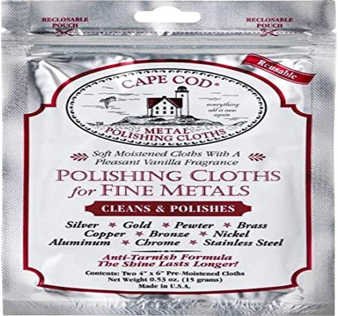 Cape Cod Polish Co Metal Polishing Cloths Foil Pouch 0.53oz, Stainless Steel