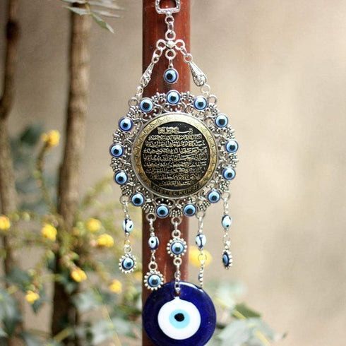 Turkish Blue Evil Eye Beads Ornament Amulet Delicate Blue Glass Pendant Home Lucky Protection Wall Hanging Decor - C