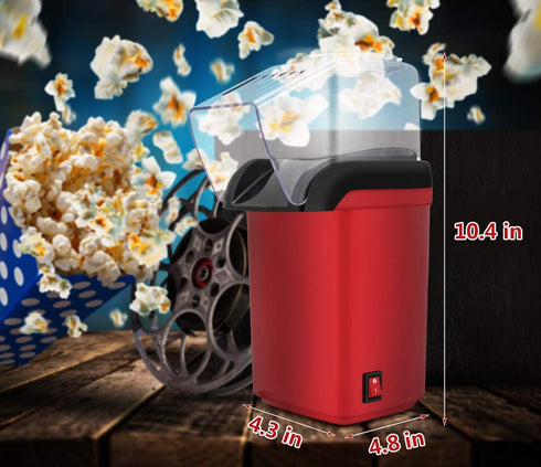 Hot Air Popcorn Popper, Electric Popcorn Maker, Mini Popcorn Machine with Measuring Cup and Top Lid for Party, Home and Family