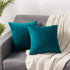 Throw Pillow Cases 22x22 Teal: 2 Pack Cozy Soft Velvet Square Decorative Pillow Covers for Farmhouse Home Decor, DEZENE