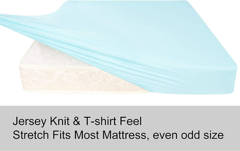 N&Y HOME Soft Stretch Queen Fitted Sheet Only - Jersey Knit & Cozy T-Shirt Like, 4-Way Stretchy Snug Fit & Wrinkle Free, No More Slipping Mattress Sheets - Baby Blue, Queen