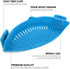 WeTest Heat Resistant Silicone Pot Strainer, Clip on Pots Pans, Pan Strainer for all Pots and Bowls - Blue