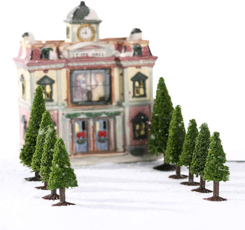 Wakauto 15pcs Model Trees, Green Scenery Landscape Cedar Trees with Base, Accssory Green Mini Tree Set, Lonely Bunch of Trees DIY Landscape Tribe
