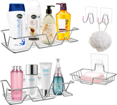 Diesisa Shower Shelves, 5 Pack Bathroom Caddy with Soap holder Shower, No Drill Shower Storage For Inside Shower With Suction Shower Caddy Organizers for Toilet Bathroom Dorm Kitchen