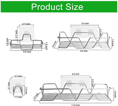 Diesisa Shower Shelves, 5 Pack Bathroom Caddy with Soap holder Shower, No Drill Shower Storage For Inside Shower With Suction Shower Caddy Organizers for Toilet Bathroom Dorm Kitchen