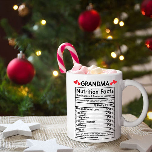 Mother's Day Gifts For Grandma From Grandson Grandmother Nutrition 11oz Coffee Mug Best Grandma Mother's Day Gifts From Granddaughter Mothers Day Birthday Christmas Cup Present For Nana With Keychain