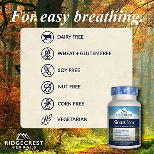 RidgeCrest Herbals SinusClear, Complete Sinus Support, 60 Vegetarian Capsules