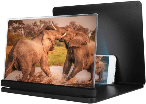 12’’ Screen Magnifier for Smartphone, Foldable HD Mobile Phone Screen Magnifier Phone Magnifying Screen Smartphone Magnifier for Viewing TV Projection Multi-Functional Phone Bracket Holder(Black)