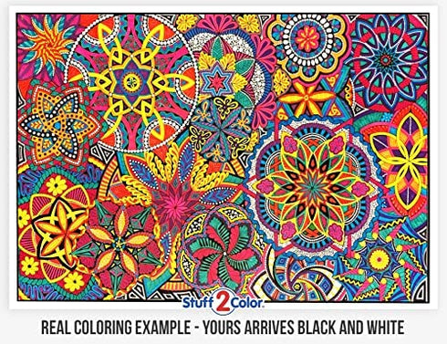Stuff2Color Giant Coloring Poster Mandala Madness for Kids and Adults - Great for Family Time, Girls, Boys, Arts and Crafts, Adults, Care Facilities, Schools and Group Activities (1 Pack)