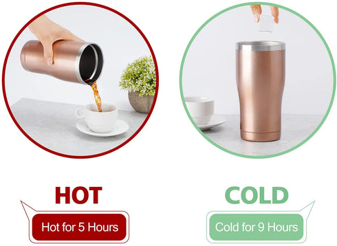 Lifecapido 20oz Tumbler, Stainless Steel Travel Tumbler, Double Wall Vacuum Insulated Tumbler with Lid and Straw, Durable Powder Coated Travel Mug, Thermal Tumbler for Cold Hot Drink, Rose Gold