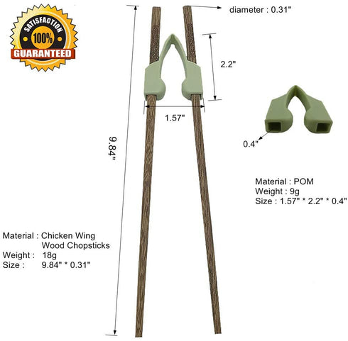 Training Chopstick Helper & Holder - Reusable & Replaceable, for Adults, Beginners, Seniors and someone with Hand Cramps/Stiff/Arthritis, Disabled (2 Pairs)