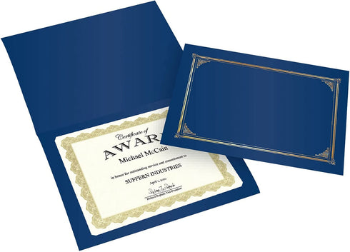 Geographics Classic Linen Certificate/Document Covers, 12.5? x 9.75?, Navy Blue (6 Pack)