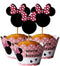 24 Serves Pink Mouse Mini Cupcake Toppers and Wrappers Birthday Cake Decorations for Pink Mouse Pink Mini Mouse Themed Party Baby Shower Supplies and favors