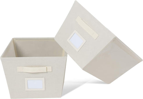 MAX Houser Fabric Cloth Storage Bins,Foldable Storage Cubes Organizer Baskets with Dual Handles for Home Bedroom Storage,Set of 6(Beige)