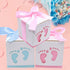 50pcs Baby Shower Party Favor Boxes, Footprint Design Candy Treat Gift Boxes for Kids Birthday Baby Shower Guests Wedding Party Supplies with Ribbon,Pink