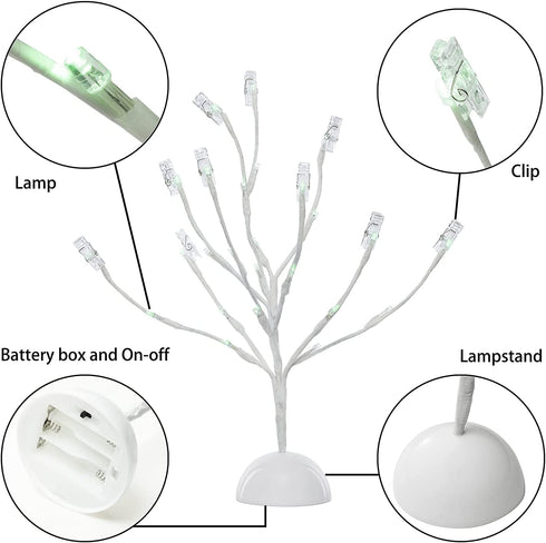 Money Tree Gift Card Holder with 10 Clips and 25 LED Light Up Lights Present Card Picture Display Tree Table Stand Creative Gift for Christmas/Birthday/Graduation Party