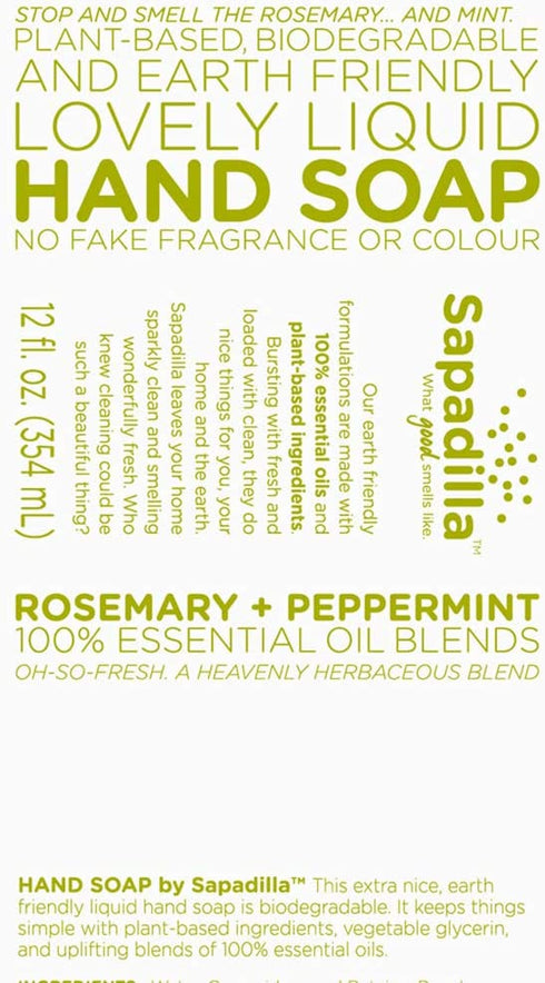 Sapadilla Rosemary + Peppermint Dish Soap, Hand Soap & Countertop Cleanser, Variety Pack