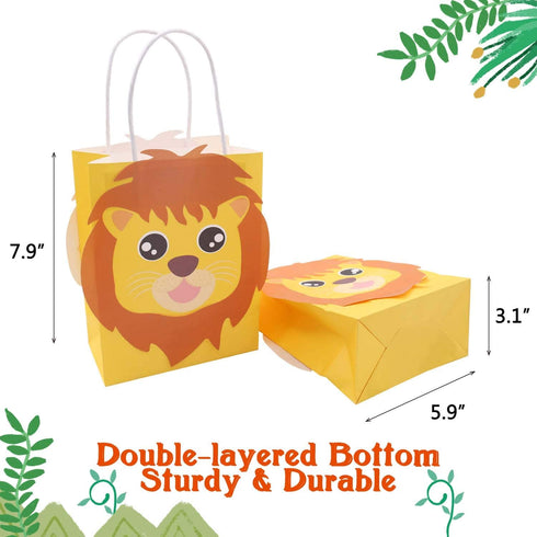 Jungle Safari Favor Bags Zoo Animals Birthday Treat Goody Bags for Kids Baby Jungle Party Favor Decorations Supplies Pack of 12