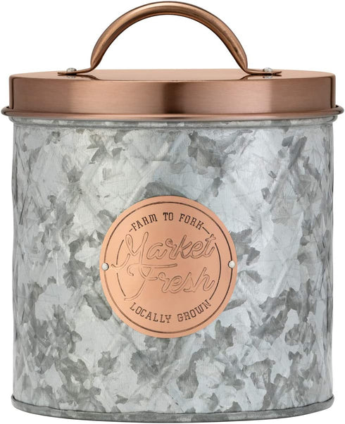 Amici Home Bristol Storage Canister Metal Can 84 Fluid Ounces Galvanized and Copper