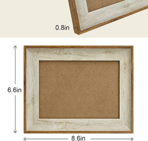 5x7 Picture Frame, Set of 2 Wood White and Brown Photo Frames for Wall and Tabletop Display,PS Collage Frame for Gallery and Room Decoration,Vertical or Horizontal Display.