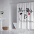 Mr Mrs Shower Curtain for Lover Couples Wedding Bridal Bathroom, Fabric Bath Decor Curtain Set with Hooks 71X71 Inches (Black and White)