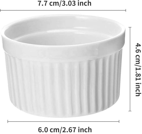 4 OZ Ramekin Bowls,WERTIOO 12 PCS Ramekins for for Baking and Cooking, Oven Safe Sleek Porcelain Ramikins for Pudding, Creme Brulee, Custard Cups