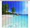 BIYSUC Ocean Beach Shower Curtain Blue Sky Tropical Sunshine Sand Sea Wave Plam Trees Beautiful Seaside Scene Fabric Waterproof Polyester Fabric Bathroom Decoration 72x72 Inch with 12pcs Plastic Hooks