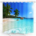 Ocean Beach Shower Curtain Blue Sky Sea Tropical Palm Trees Seaside Landscape Bath Curtain Waterproof Fabric Bathroom D©cor 72x72 Inch Plastic Hooks 12PCS Ocean Green