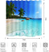 Ocean Beach Shower Curtain Blue Sky Sea Tropical Palm Trees Seaside Landscape Bath Curtain Waterproof Fabric Bathroom D©cor 72x72 Inch Plastic Hooks 12PCS Ocean Green