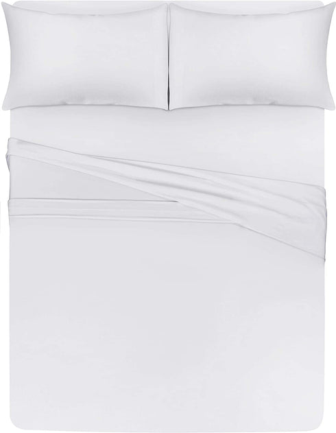Utopia Bedding Queen Sheet Set - Jersey Knit Sheets 4 Piece Queen Jersey Sheet Set Cotton Jersey Sheets Soft T-Shirt Stretchy Sheets (Queen, White)