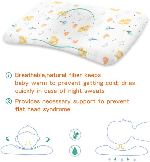 Baby Pillows for Sleeping, Baby Head Shaping Pillows Prevent Flat Head Newborn Pillow, Memory Foam Toddler Pillow with Cotton Pillowcase for 3-36 Months Baby?Fox?