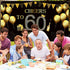 Happy 60th Birthday Party Backdrop Banner, Extra Large Fabric Black Gold Cheers to 60 Years Backdrop Anniversary Decoration Background Banner for Men Women 60th Birthday Party Supply, 72.8 x 43.3 Inch