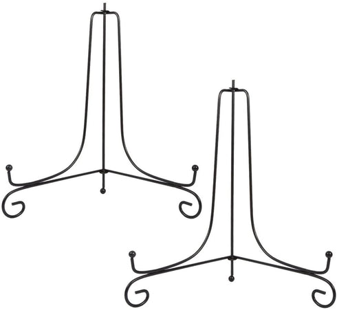 (2 Pack) Iron Display Stand, Black Iron Easel Plate Display Photo Holder Stand