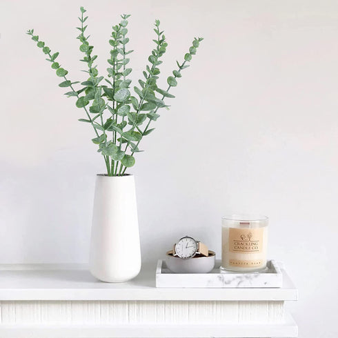 Artificial Eucalyptus Stems 24pcs Fake Eucalyptus Leaves Real Touch Artificial Greenery Bulk 15in for Wedding Home Farmhouse Party Decoration