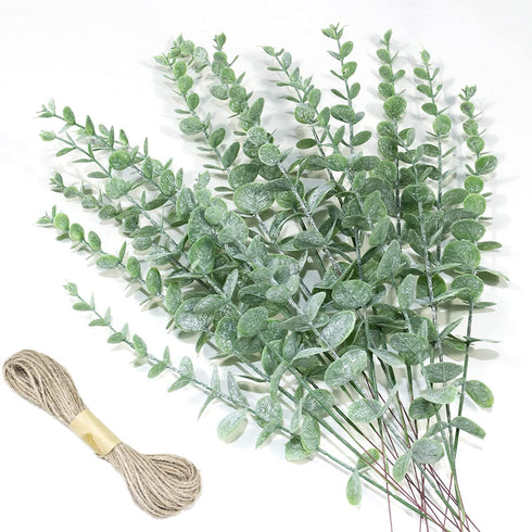 Artificial Eucalyptus Stems 24pcs Fake Eucalyptus Leaves Real Touch Artificial Greenery Bulk 15in for Wedding Home Farmhouse Party Decoration