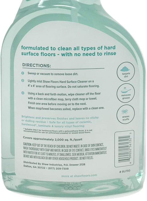 Shaw Floors Hard Surface Floor Cleaner for Ceramic Laminate Hardwood and Luxury Vinyl 32 Fl Oz Spray